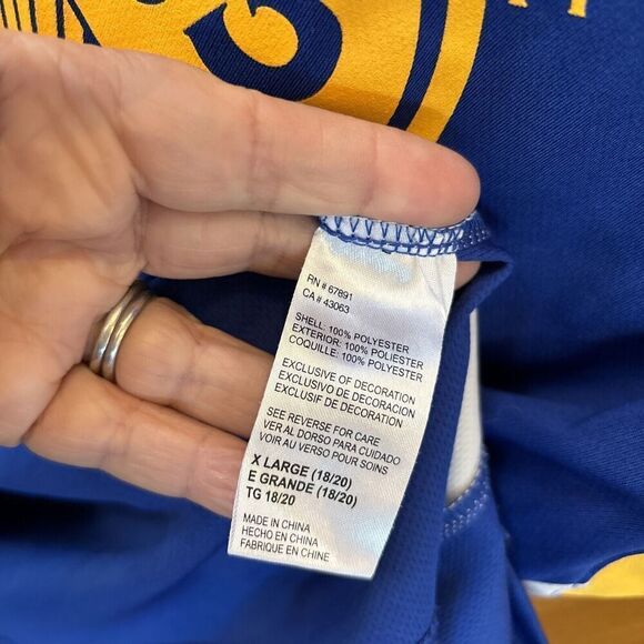 Adidas Golden State Warriors Blue Yellow Basketball Kevin Durant 35 Jersey XL - Picture 6 of 8